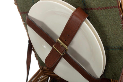 2 PERSON GREEN TWEED DOUBLE LIDDED HAMPER