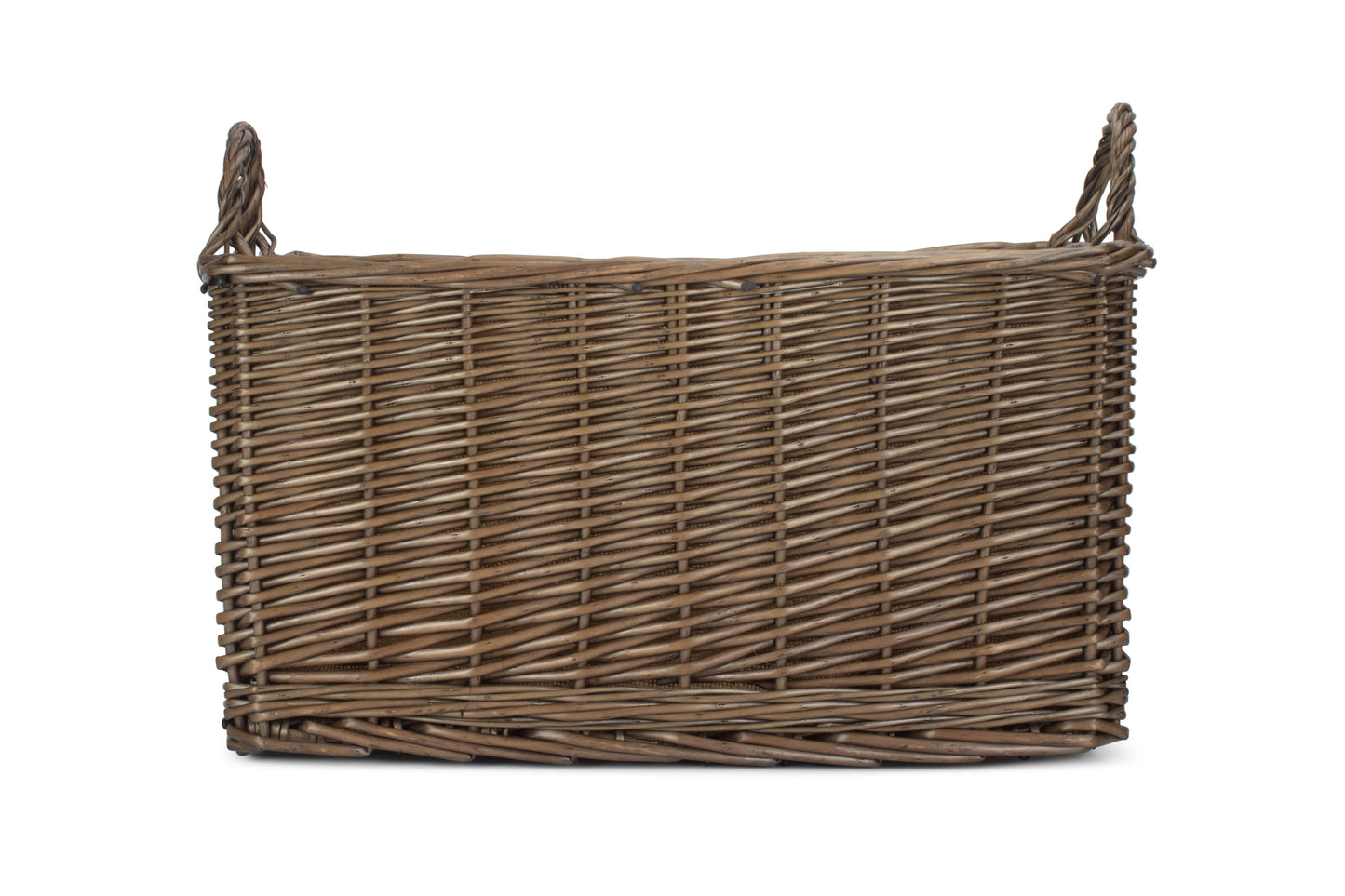 SMALL ANTIQUE WASH RECTANGULAR HESSIAN LINED BASKET