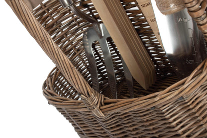 SMALL ANTIQUE WASH DELUXE GARDEN TOOL BASKET
