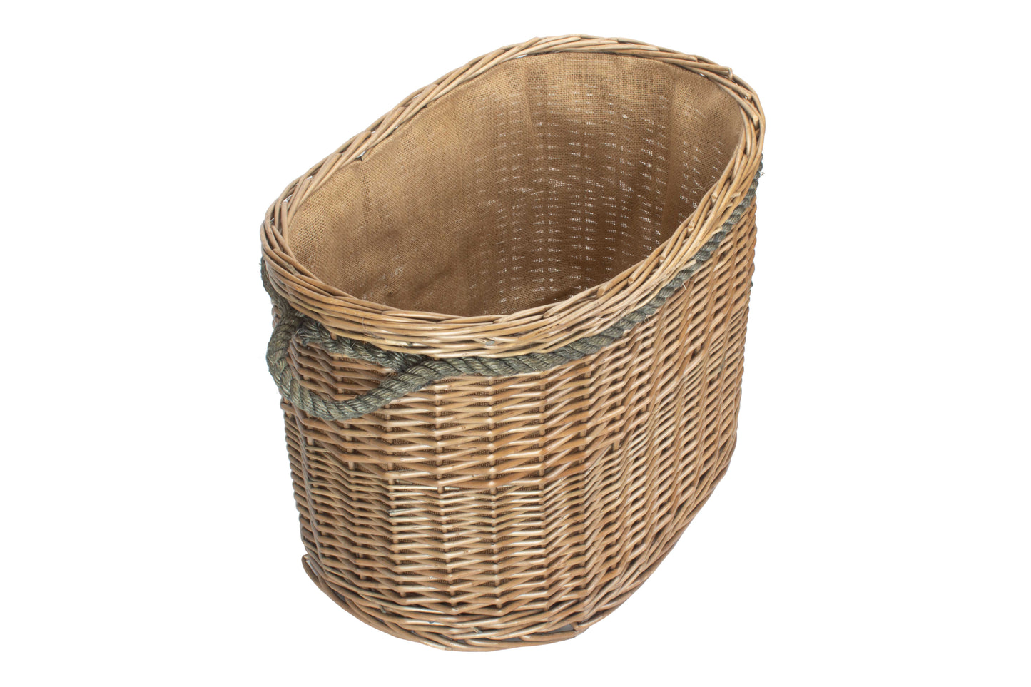 LARGE OVAL ROPE HANDLED LOG BASKET