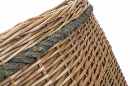 LARGE OVAL ROPE HANDLED LOG BASKET