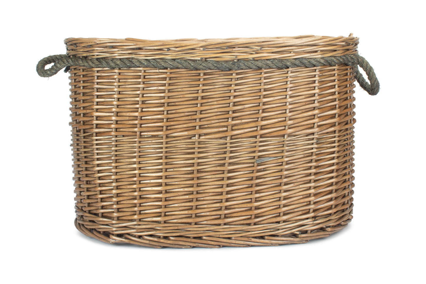 LARGE OVAL ROPE HANDLED LOG BASKET