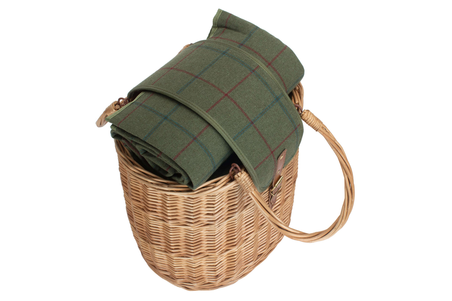 OVAL GREEN TWEED CHILLER HAMPER BASKET