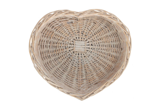 MEDIUM WHITE WASH HEART SHAPED TRAY