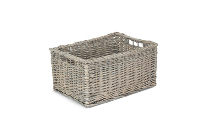 LARGE GREY WASH STORAGE BASKET - UNLINED