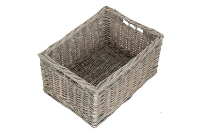 LARGE GREY WASH STORAGE BASKET - UNLINED