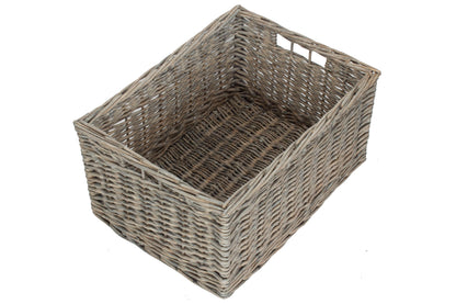 EXTRA LARGE GREY WASH STORAGE BASKET - UNLINED
