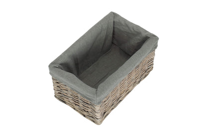 SMALL GREY WASH STORAGE BASKET with GREY SAGE LINING