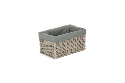 SMALL GREY WASH STORAGE BASKET with GREY SAGE LINING