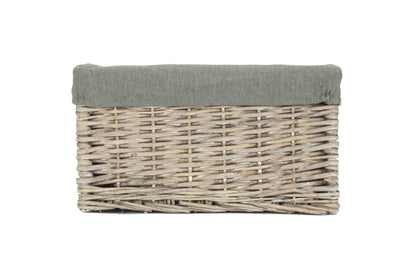 SMALL GREY WASH STORAGE BASKET with GREY SAGE LINING
