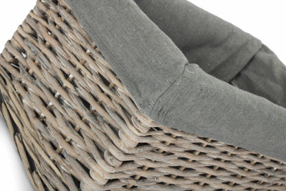 SMALL GREY WASH STORAGE BASKET with GREY SAGE LINING