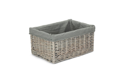LARGE GREY WASH STORAGE BASKET with GREY SAGE LINING