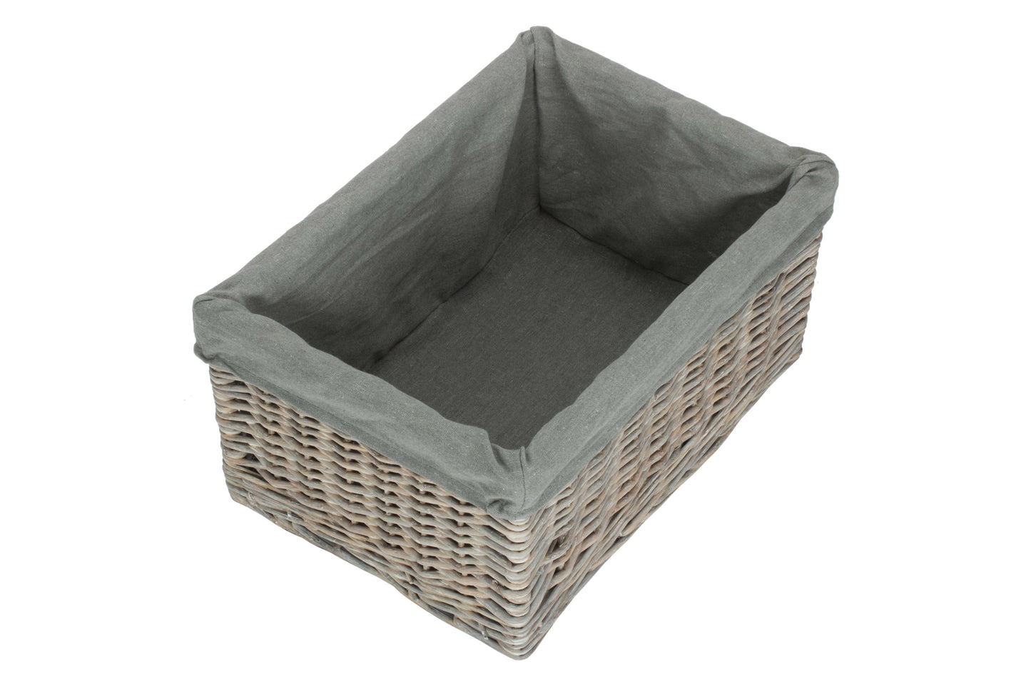 LARGE GREY WASH STORAGE BASKET with GREY SAGE LINING