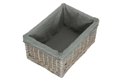 LARGE GREY WASH STORAGE BASKET with GREY SAGE LINING