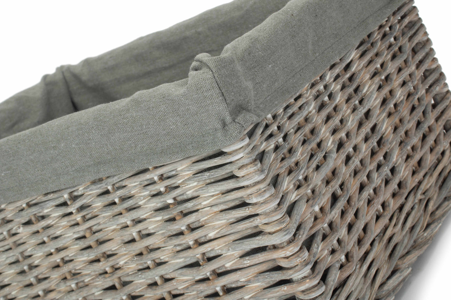 LARGE GREY WASH STORAGE BASKET with GREY SAGE LINING