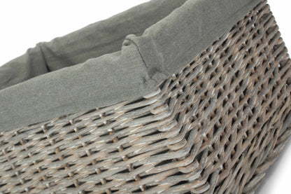 LARGE GREY WASH STORAGE BASKET with GREY SAGE LINING