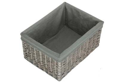 EXTRA LARGE GREY WASH STORAGE BASKET with GREY SAGE LINING
