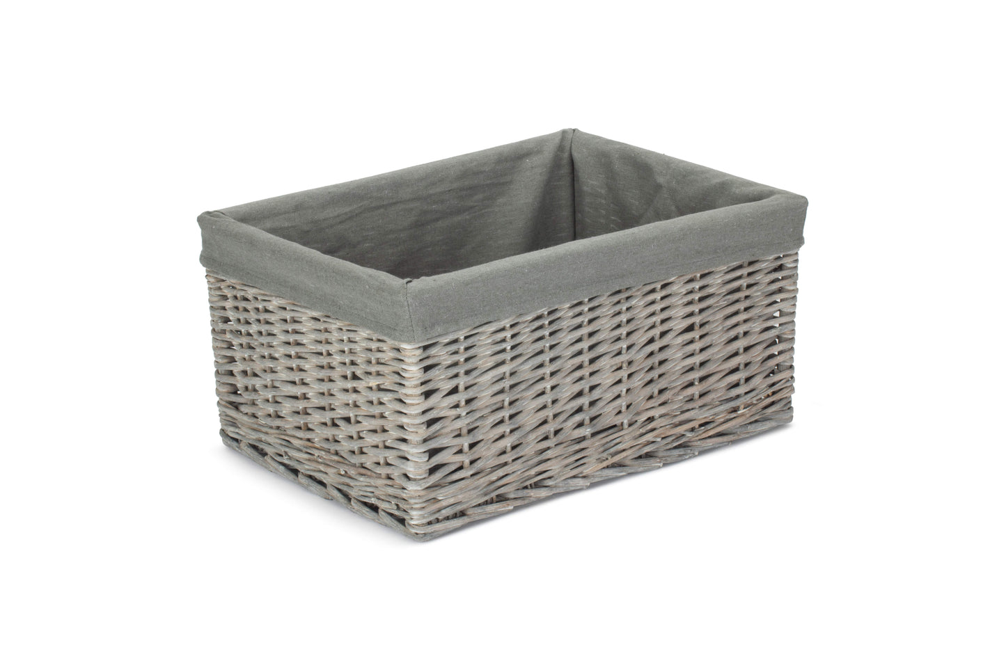 EXTRA LARGE GREY WASH STORAGE BASKET with GREY SAGE LINING