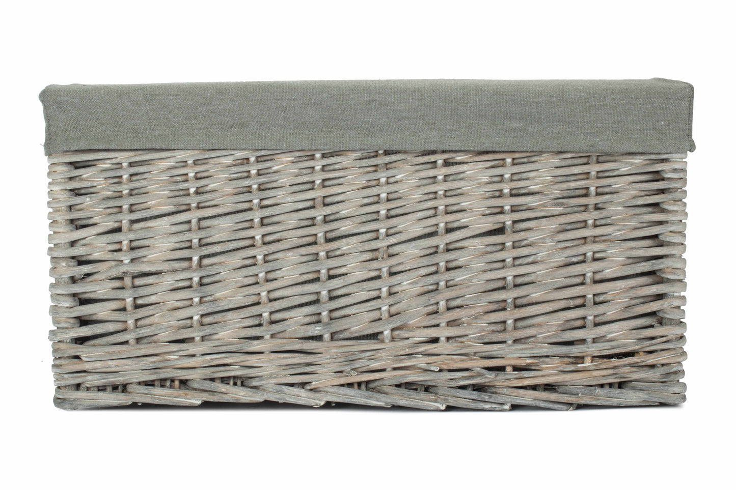 EXTRA LARGE GREY WASH STORAGE BASKET with GREY SAGE LINING