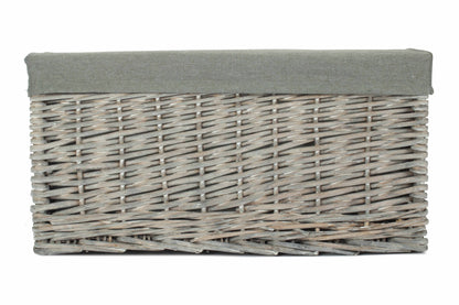 EXTRA LARGE GREY WASH STORAGE BASKET with GREY SAGE LINING