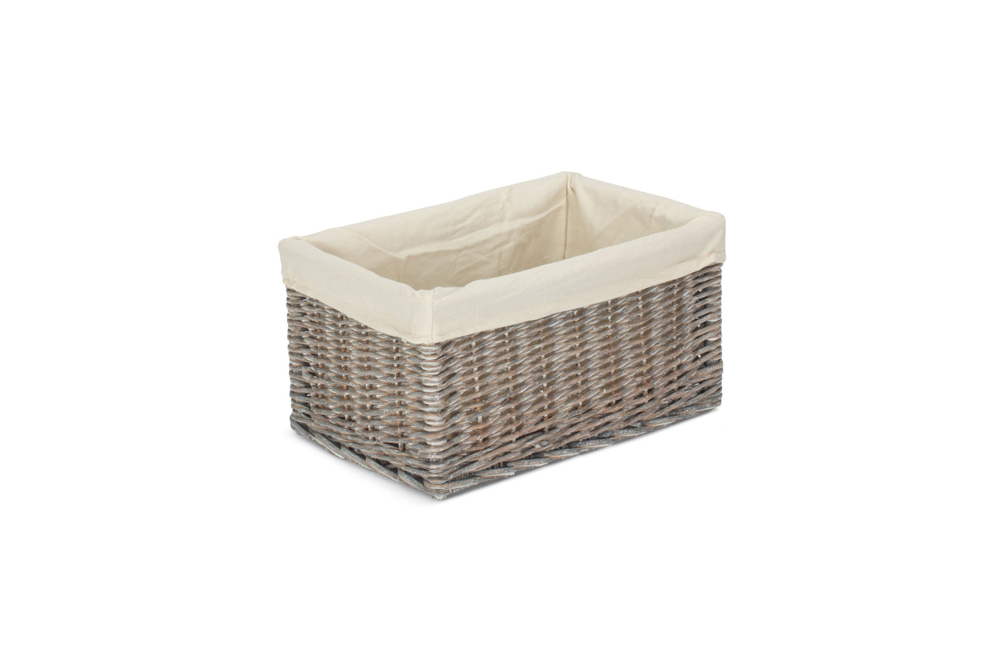 MEDIUM GREY WASH STORAGE BASKET with WHITE LINING