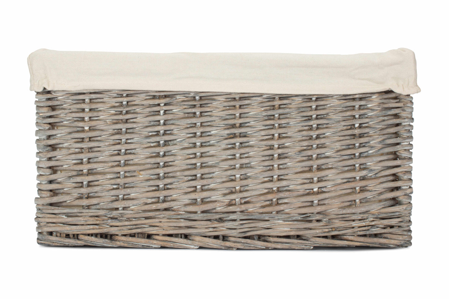 EXTRA LARGE GREY WASH STORAGE BASKET with WHITE LINING