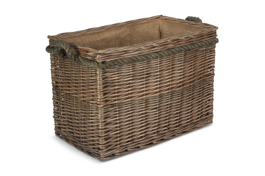 MEDIUM RECTANGULAR ROPE HANDLED LOG BASKET