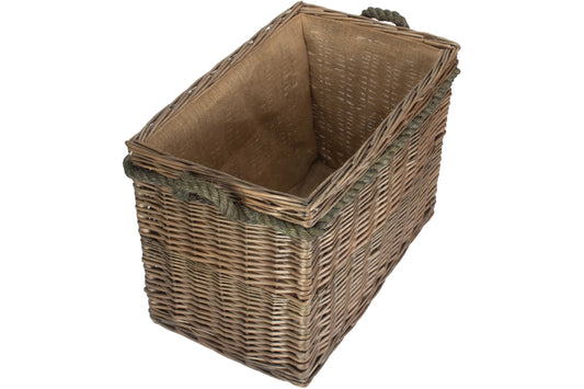 MEDIUM RECTANGULAR ROPE HANDLED LOG BASKET