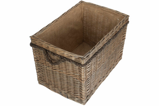 LARGE RECTANGULAR ROPE HANDLED LOG BASKET